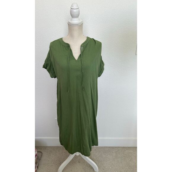 Style & Co Green Cotton Blend Summer Shift Dress - L - Picture 1 of 5